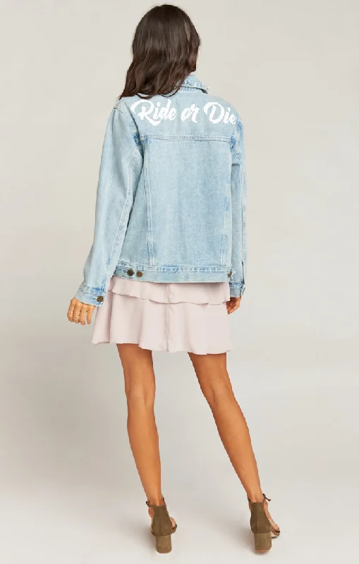 Dover Denim Jacket ~ Ride or Die Graphic Light Wash