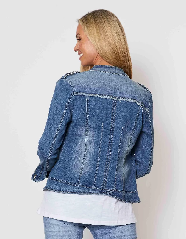 Military Denim Jacket - Denim