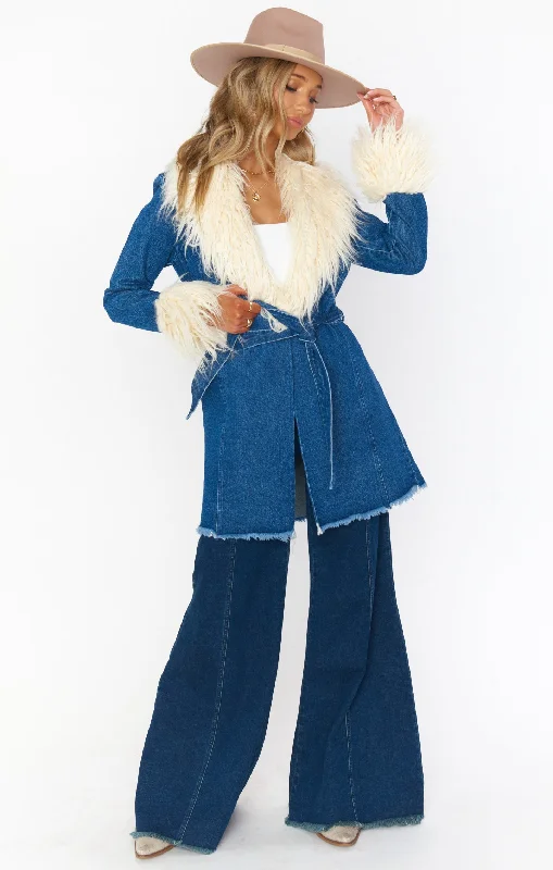 Penny Lane Coat ~ Pacific Tide with Faux Fur