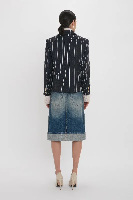 Placket Detail Denim Skirt In Heavy Vintage Indigo Wash