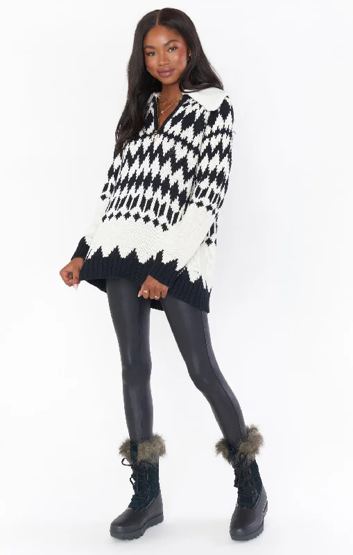 Sun Valley Pullover ~ White with Faux Sherpa