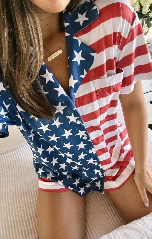 Sunday Morning PJ Set ~ American Flag Print