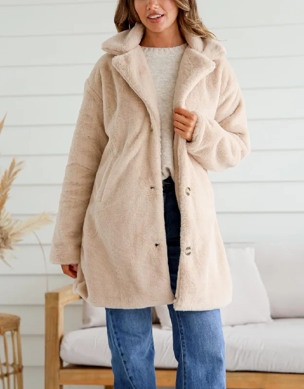 Teddy Faux Fur Jacket - Beige