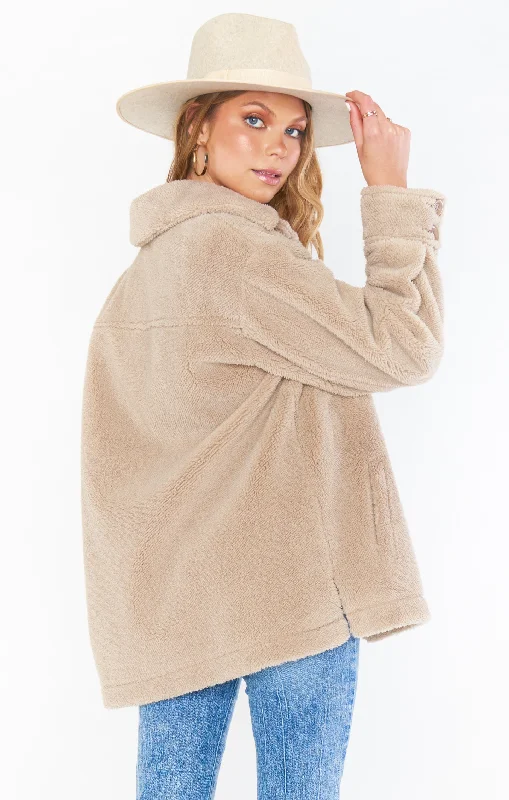 Whistler Shirt Jacket ~ Taupe Faux Sherpa