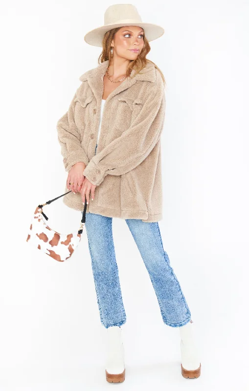 Whistler Shirt Jacket ~ Taupe Faux Sherpa