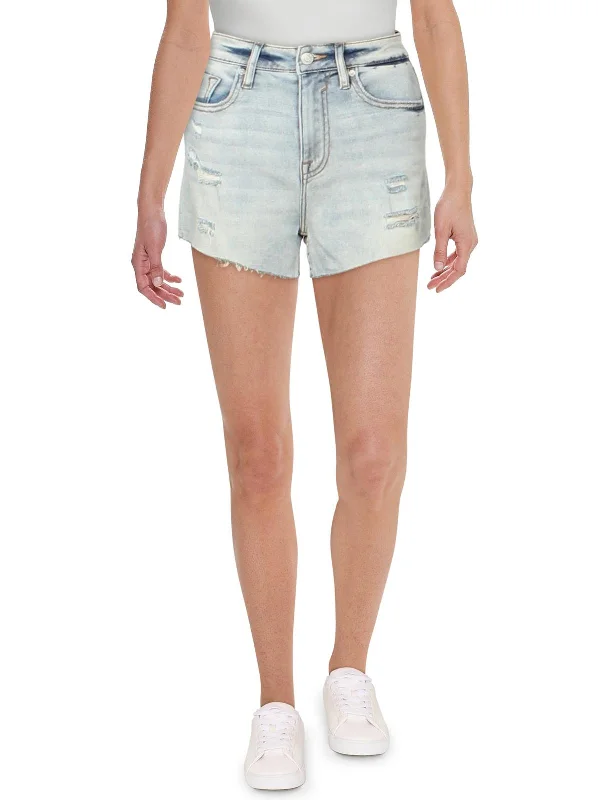 Womens Denim Frayed Hem Cutoff Shorts