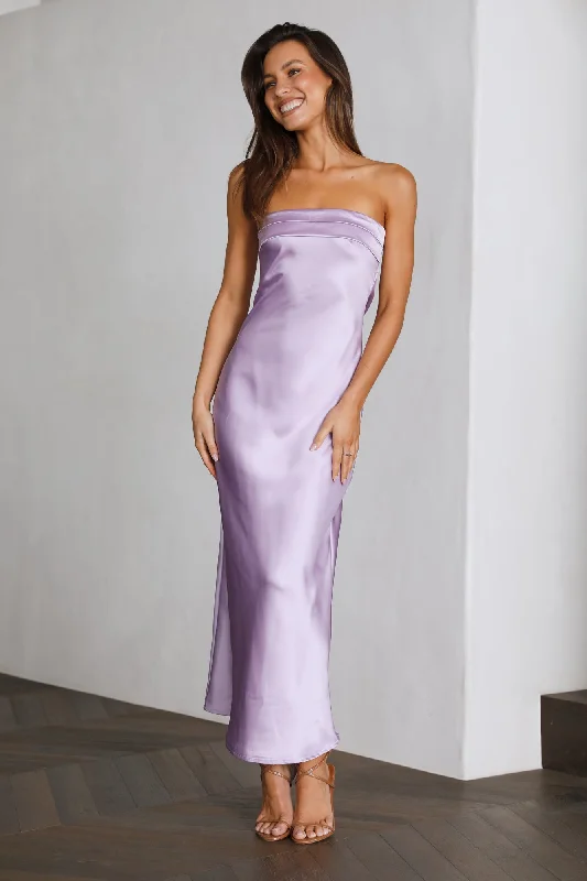 Coolness Calling Satin Maxi Dress Lilac