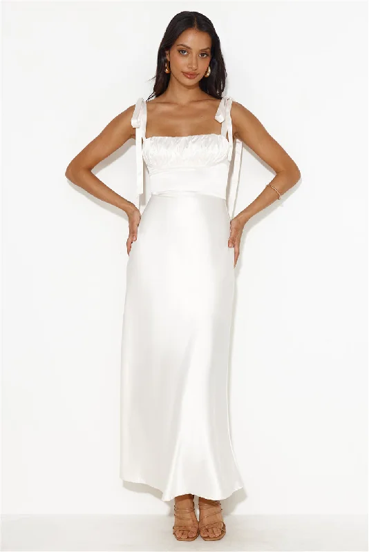 Define Luxury Satin Maxi Dress Cream