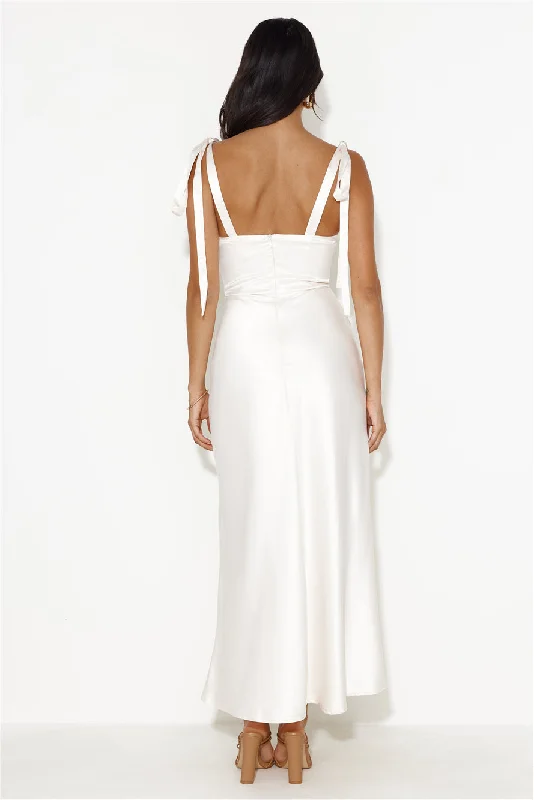 Define Luxury Satin Maxi Dress Cream