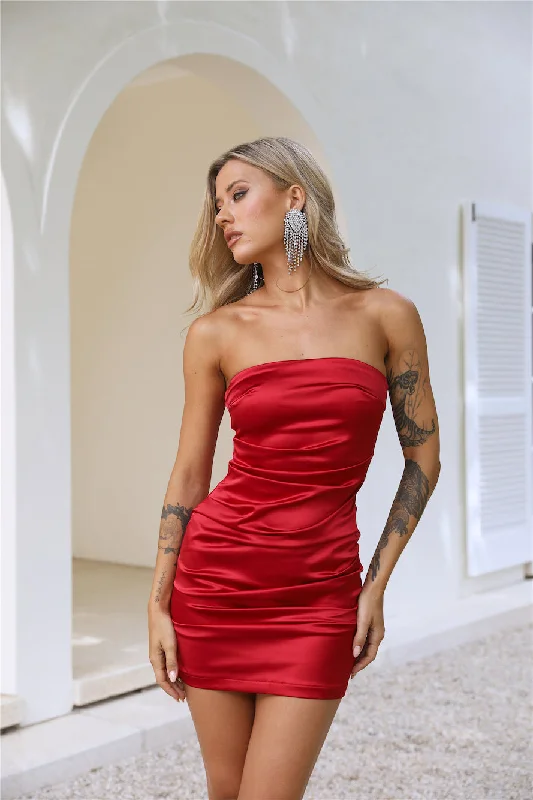 Envy You Satin Dress Red