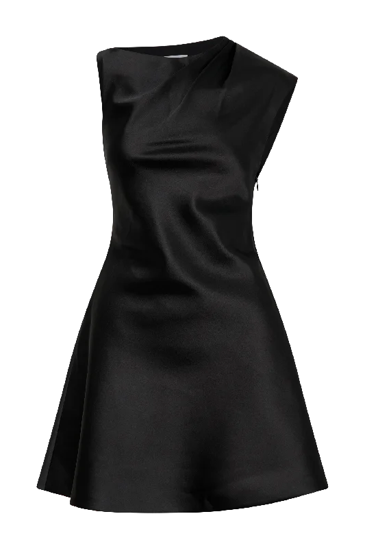 Granger Satin Structured Mini Dress - Black