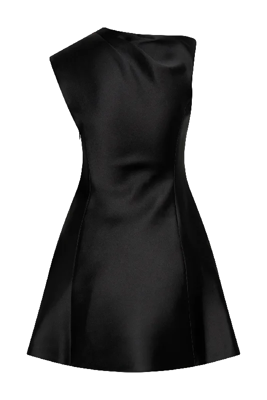 Granger Satin Structured Mini Dress - Black