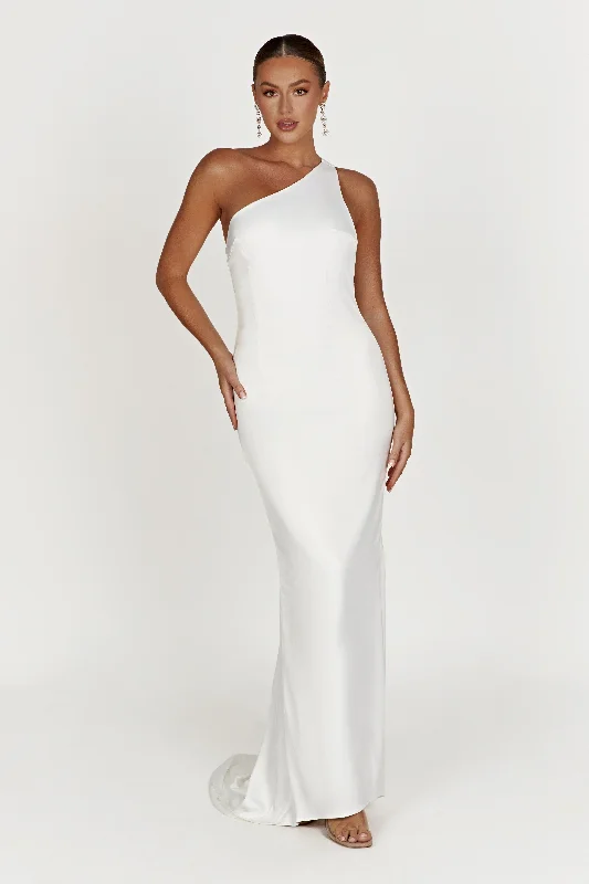 Harper One Shoulder Gown - White