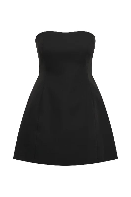 Neeka Strapless Bow Back Mini Dress - Black