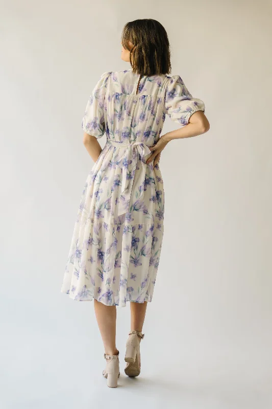 The Ardencroft Watercolor Midi Dress in Ivory Multi