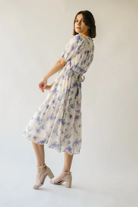 The Ardencroft Watercolor Midi Dress in Ivory Multi