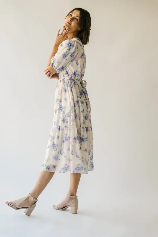 The Ardencroft Watercolor Midi Dress in Ivory Multi