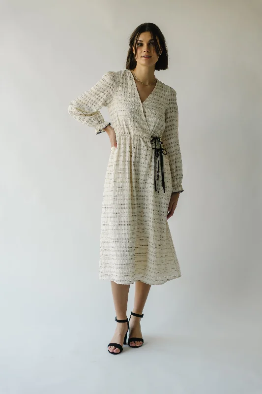 The Namari Tie Detail Midi Dress in Cream