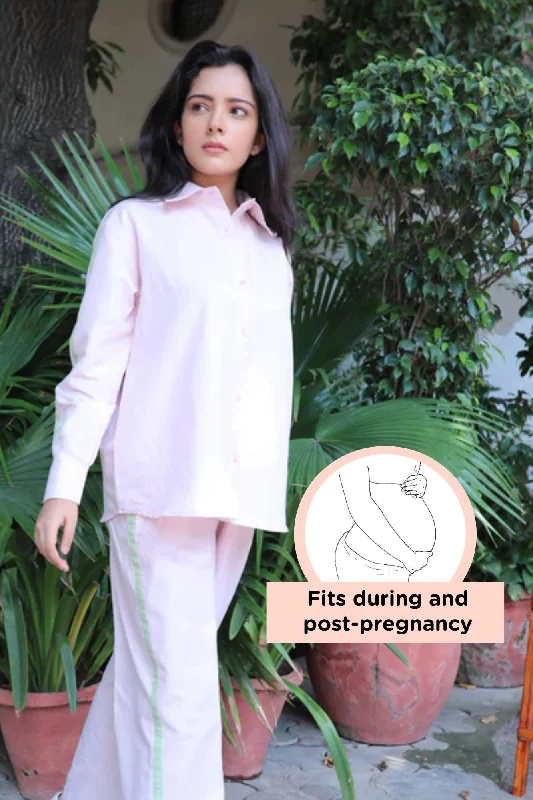 Baby Pink Maternity & Nursing Coord Set (Cotton Linen) (2 pc) (Copy)