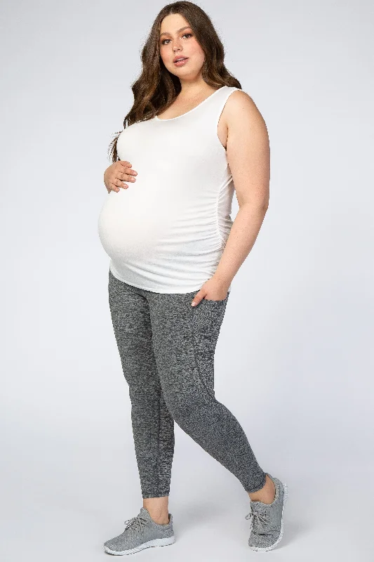 Black Marled Maternity Plus Leggings