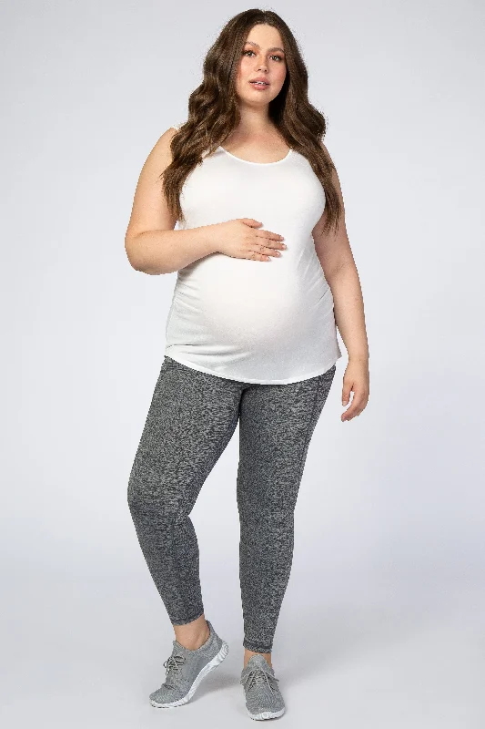 Black Marled Maternity Plus Leggings