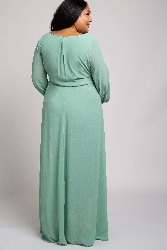 Mint Green Chiffon Maternity Plus Maxi Dress