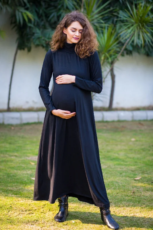 Premium Black Stretchable Maternity Dress