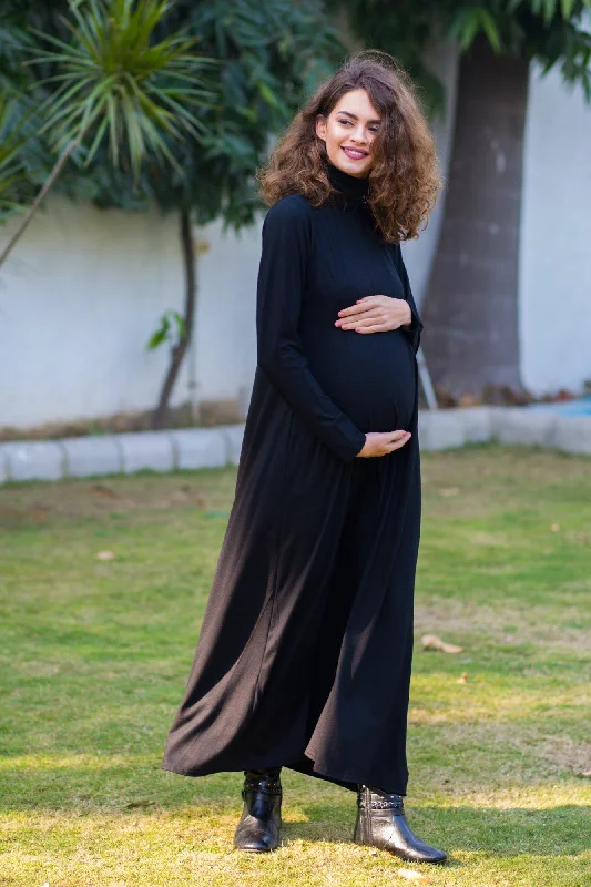 Premium Black Stretchable Maternity Dress