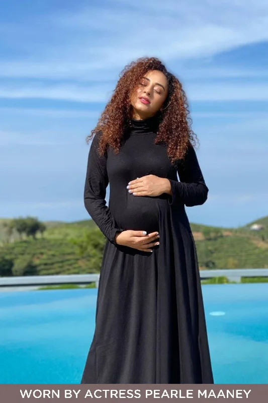 Premium Black Stretchable Maternity Dress