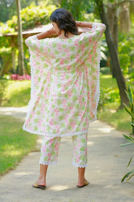 Snowy Tropical Maternity & Nursing Kaftan Set (2 Pc)