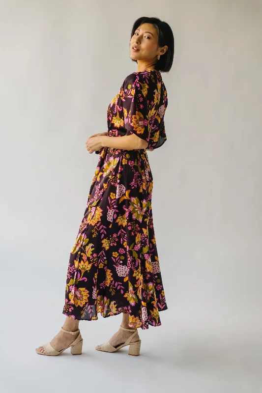 The Bulloch Wrap Midi Dress in Fig Blossom