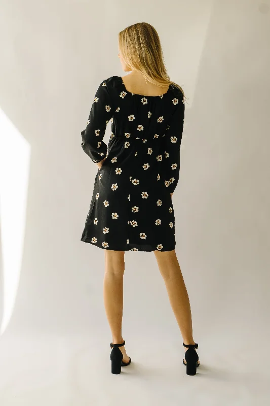 The Gwenevere Floral Detail Dress in Black