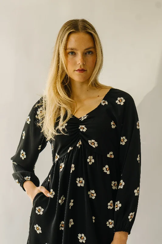 The Gwenevere Floral Detail Dress in Black