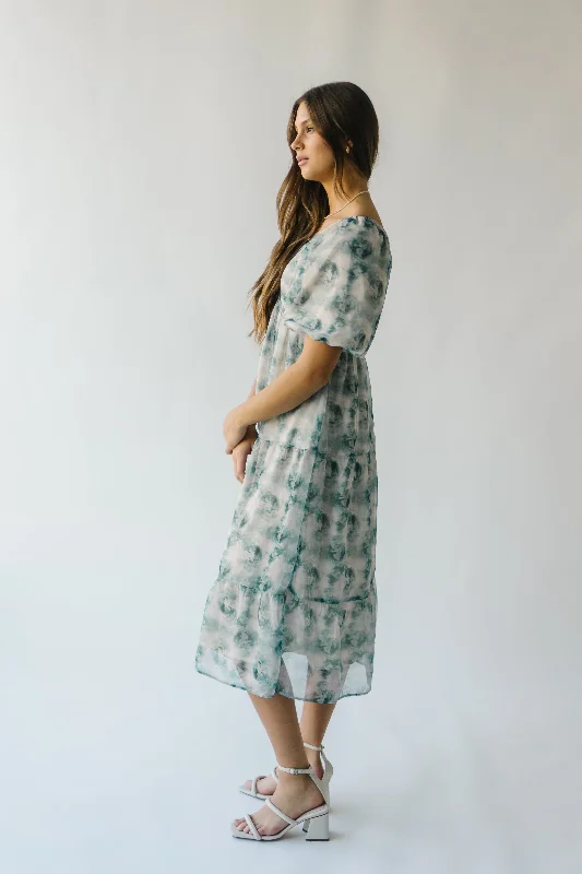 The Sardoni Patterned Midi Dress in Green Floral