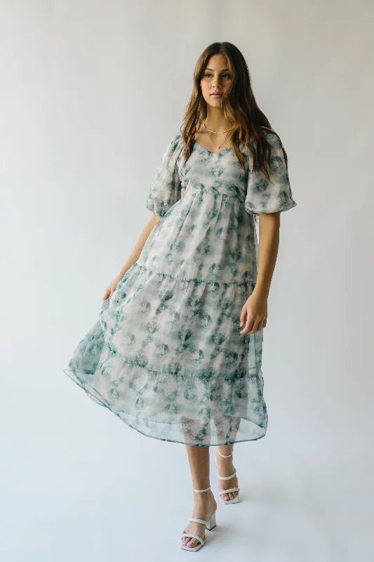 The Sardoni Patterned Midi Dress in Green Floral