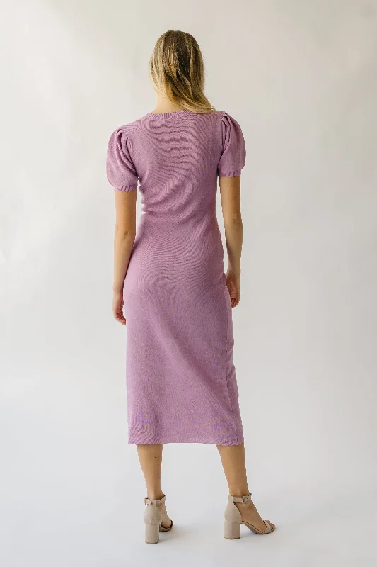 The Sylvan Bodycon Sweater Dress in Lilac