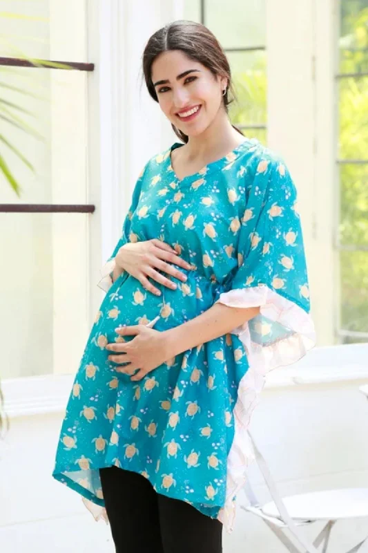 Turquoise Maternity & Nursing Kaftan Top