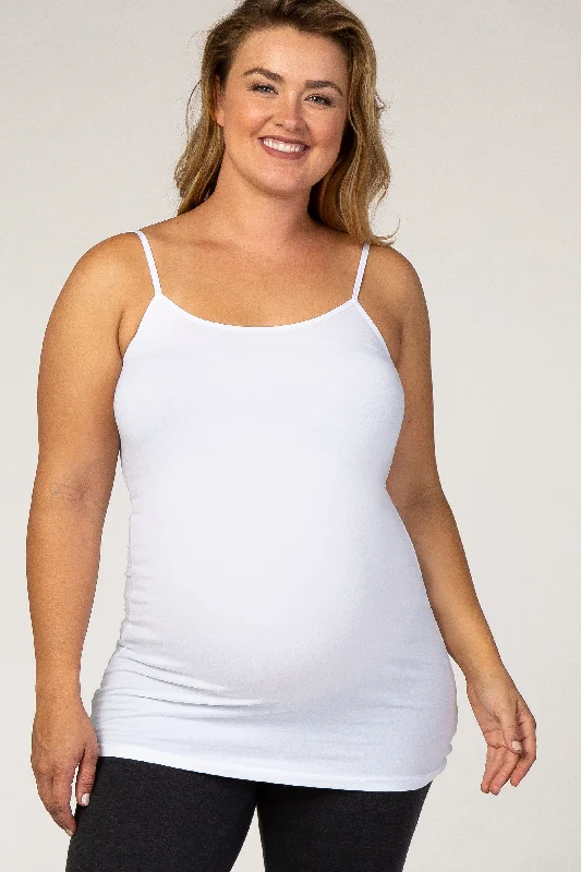 White Solid Maternity Plus Cami