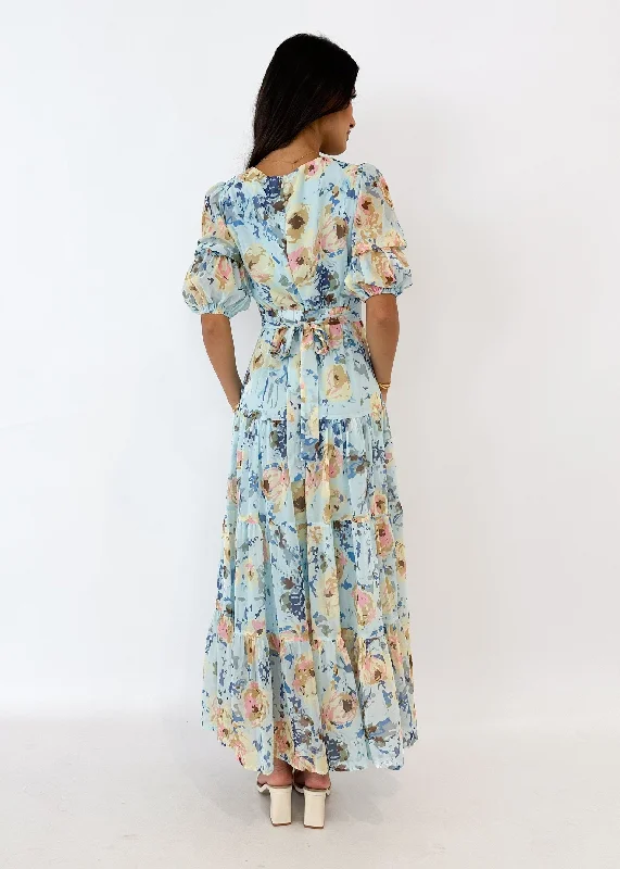 Armella Maxi Dress - Pale Blue Floral