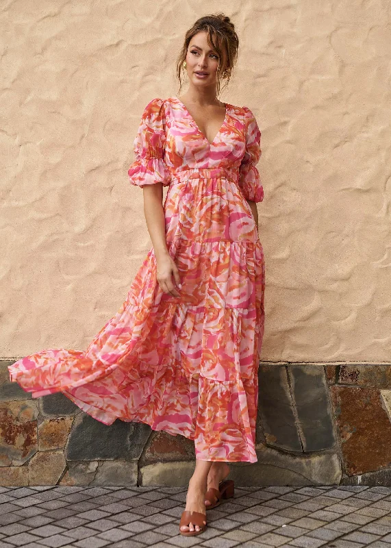 Armella Maxi Dress - Peach Swirl