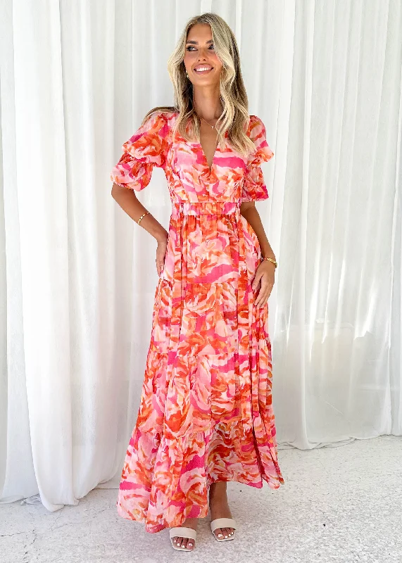 Armella Maxi Dress - Peach Swirl