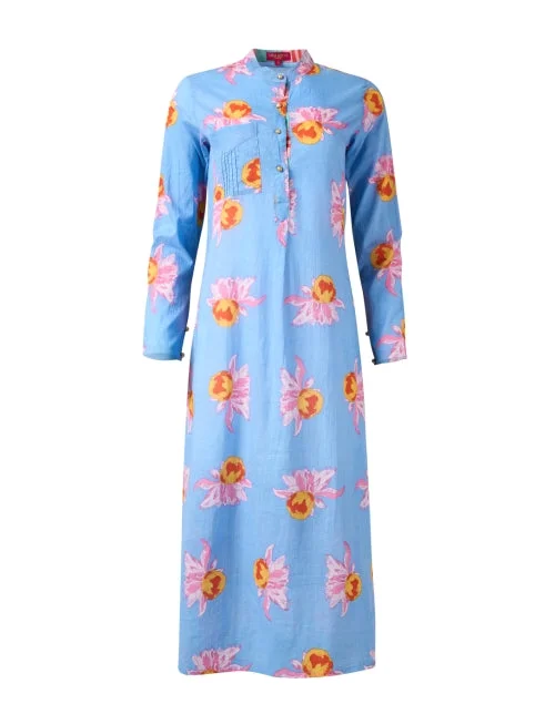 Blue Multi Print Cotton Kaftan