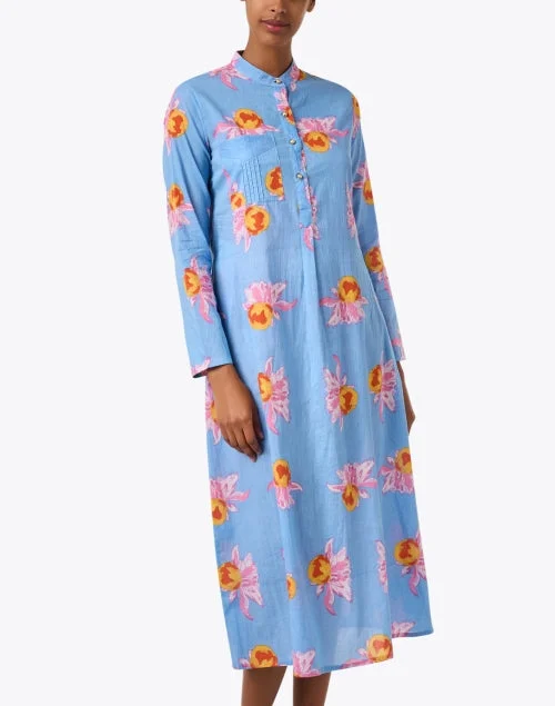 Blue Multi Print Cotton Kaftan