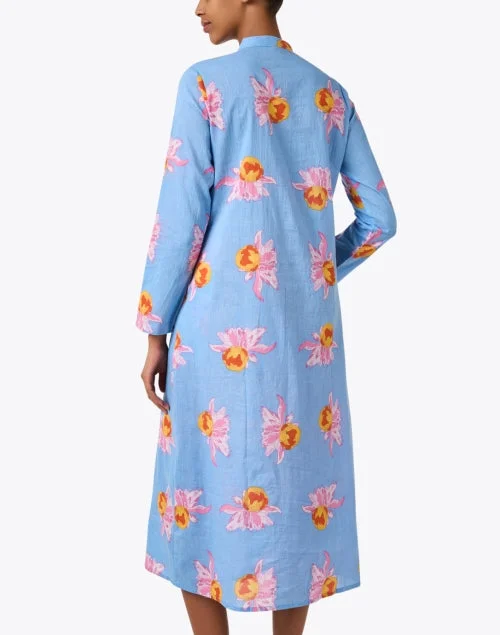 Blue Multi Print Cotton Kaftan