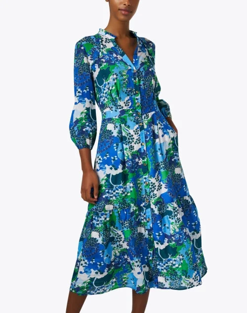 Brielle Blue Print Shirt Dress