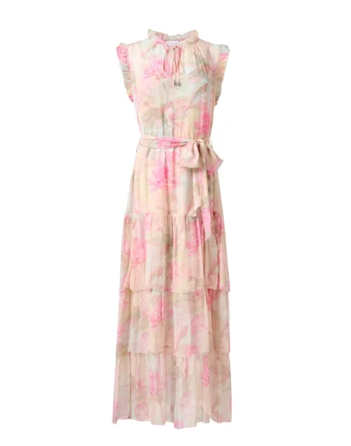 Christian Pink Print Chiffon Dress