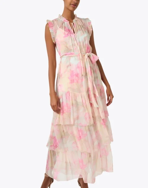 Christian Pink Print Chiffon Dress