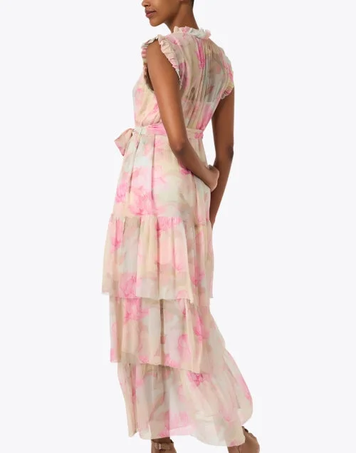 Christian Pink Print Chiffon Dress