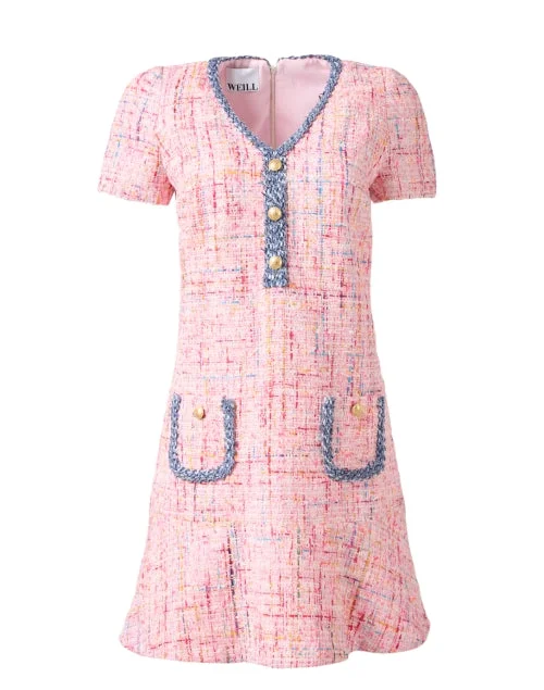 Cindya Pink Tweed Dress