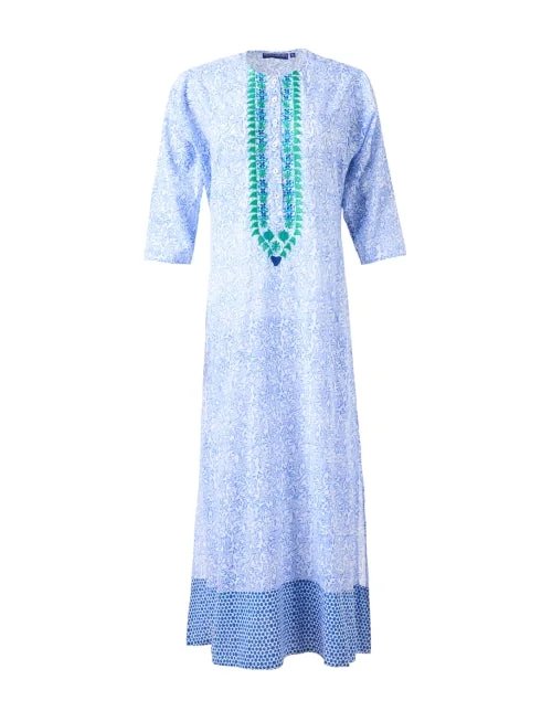 Emb Blue Print Cotton Kurta